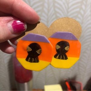 New Halloween Skulls Large Polymer Clay Stud Earrings